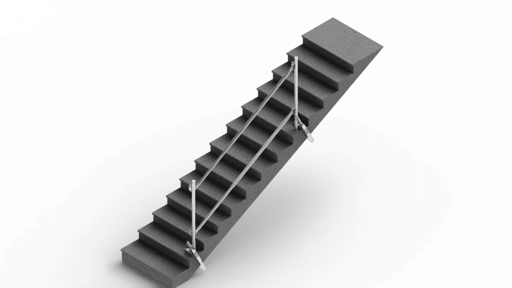 Stair edge protection post and adjustable linkbar
