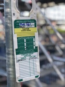 Green Scaffolding Tags On Job Site