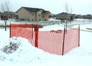 plastic temp fencing in snow