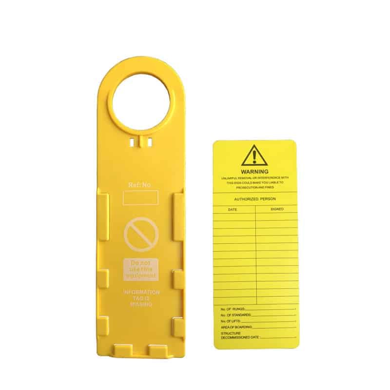 yellow scaffolding tag holder