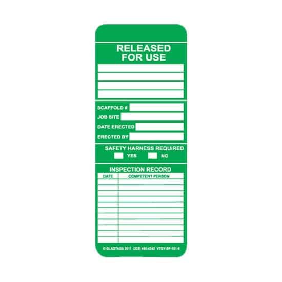 green Scaffold Tag insert (front)