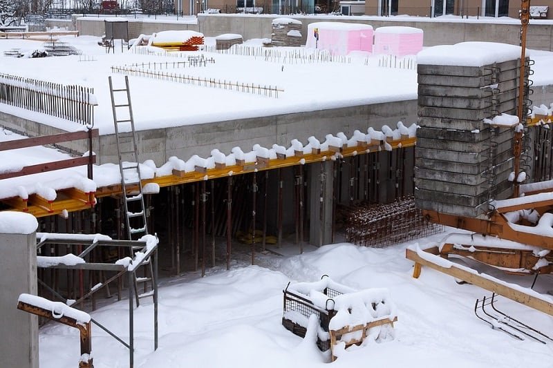 construction site in winter