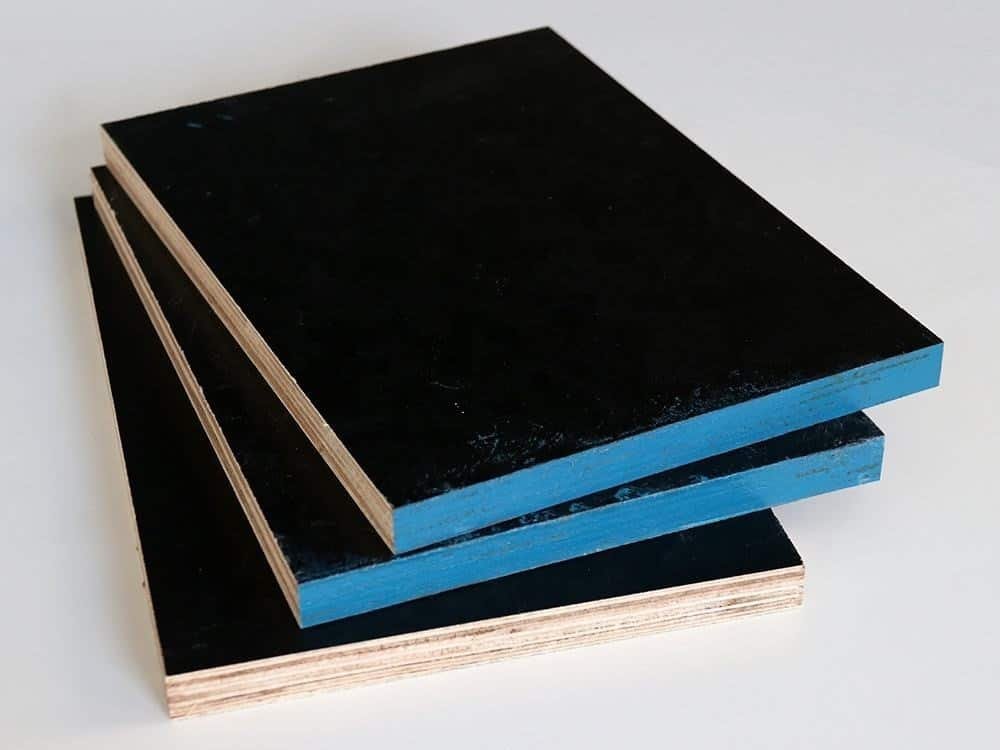 plywood formwork with blue painting