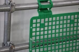 reinforced plastic brick guard in tube and clamp scaffolding
